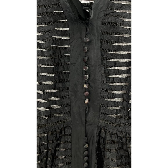 VINTAGE 50s Dress Womens XS Black Sheer Stripe Tulle Fit and Flare Layering - Picture 11 of 13